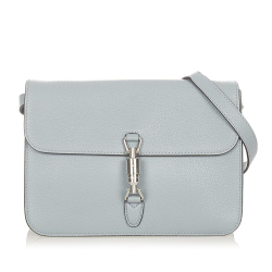 Gucci AB Gucci Gray Light Gray Calf Leather Soft Jackie Convertible Crossbody Bag Italy