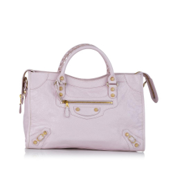 Balenciaga AB Balenciaga Pink Light Pink Lambskin Leather Leather Motocross Classic City Satchel Italy