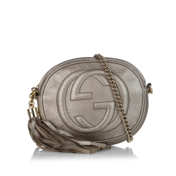 Gucci B Gucci Silver Calf Leather Mini Soho Disco Crossbody Bag Italy