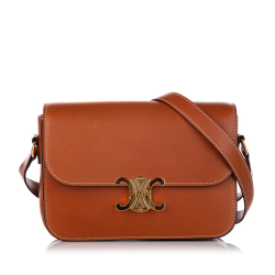 Celine AB Celine Brown Calf Leather Triomphe Crossbody Bag France