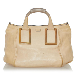 Chloé B Chloe Brown Beige Calf Leather Ethel Satchel France