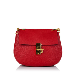 Chloé A Chloe Red with Gold Calf Leather Drew Crossbody Bag France