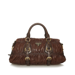 Prada B Prada Brown Nappa Leather Leather Nappa Gaufre Satchel Italy