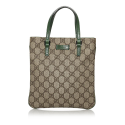 Gucci B Gucci Brown Beige with Green Coated Canvas Fabric Mini GG Supreme Handbag Italy