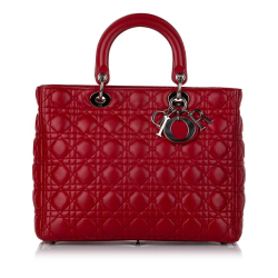 Christian Dior B Dior Red Lambskin Leather Leather Cannage Lady Dior Satchel ITALY