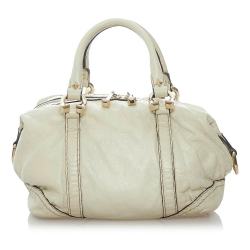 Gucci B Gucci White Calf Leather Horsebit Nail Boston Bag Italy