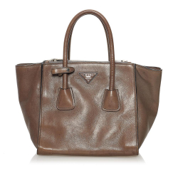 Prada B Prada Brown Calf Leather Twin Pocket Satchel Italy