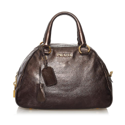 Prada B Prada Brown Dark Brown Calf Leather Vitello Daino Handbag Italy