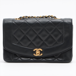 Chanel Diana Small Black Lambskin Gold Vintage