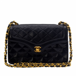 Chanel Classic Flap Bag in Black Matelassé Leather