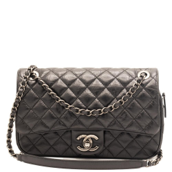 Chanel Easy Flap Zip Black Leather Aged Calfskin