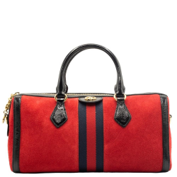 Gucci Ophidia Medium Suede Top Handle Boston Bag Red