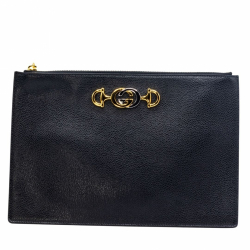 Gucci Zumi Grany Black Leather Clutch