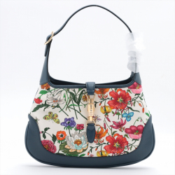 Gucci New Jackie Flora in Blue Canvas and Leather limited edition