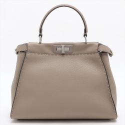 Fendi Peekaboo Regular Selleria Leather 2-way Beige