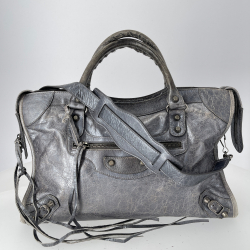 Balenciaga Silver Metallic Lambskin City