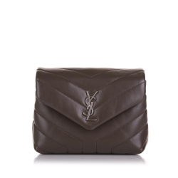 Saint Laurent AB Saint Laurent Brown Dark Brown Calf Leather Toy Loulou Crossbody Bag Italy