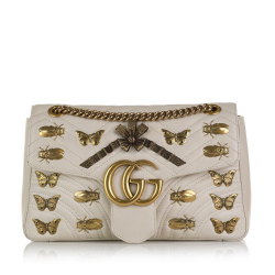 Gucci B Gucci White Calf Leather GG Marmont 2.0 Animal Stud Italy