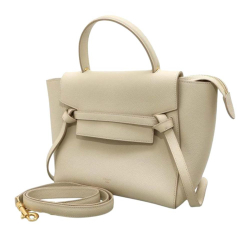 Celine B Celine Brown Beige Calf Leather Micro Belt Satchel Italy