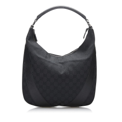 Gucci B Gucci Black Canvas Fabric GG Hobo Bag Italy