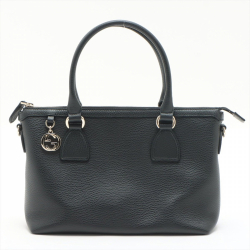 Gucci Leather Tote Calfskin GG Charm Black