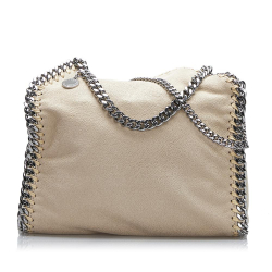 Stella McCartney B Stella McCartney Brown Beige Chemical Fiber Fabric Falabella Fold-Over Satchel Italy