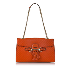 Gucci AB Gucci Orange Calf Leather Medium Microguccissima Emily Shoulder Bag Italy