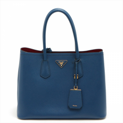 Prada Double Medium Saffiano Leather Blue Bag