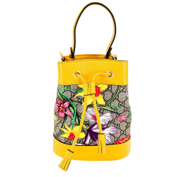 Gucci Ophidia GG Flora Small Yellow Limited Edition Bucket Bag