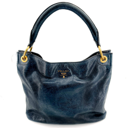 Prada Shoulder Hobo Blue-Gray Leather