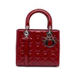 Christian Dior A Dior Red Patent Leather Leather Medium Lady Dior Satchel Italy