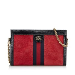 Gucci B Gucci Red Suede Leather Ophidia Crossbody Bag Italy