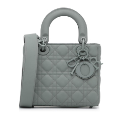 Christian Dior A Dior Gray Calf Leather Small Ultra Matte skin Cannage Lady Dior My ABCDior Italy