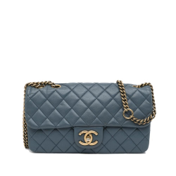 Chanel AB Chanel Blue Dark Blue Lambskin Leather Leather CC Flap Shoulder Bag Italy