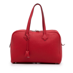 Hermès AB Hermes Red Calf Leather Taurillon Clemence Victoria II 35 France