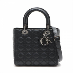 Christian Dior Lady Dior Medium Cannage Leather Black Bag