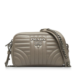 Prada AB Prada Brown Calf Leather Soft Diagramme Crossbody Bag Italy