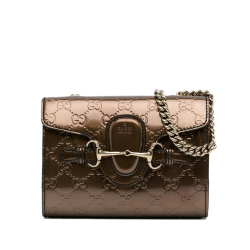 Gucci B Gucci Brown Bronze Calf Leather Mini Guccissima Emily Crossbody Bag Italy