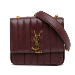 Saint Laurent AB YSL Red Bordeaux Calf Leather Medium Vicky Crossbody Bag Italy