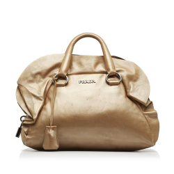 Prada AB Prada Gold Nappa Leather Leather Nappa Bauletto Handbag Italy