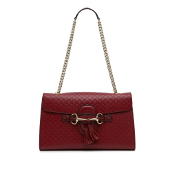 Gucci AB Gucci Red Dark Red Calf Leather Medium Microguccissima Emily Shoulder Bag Italy