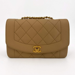 Chanel Diana Small Lambskin Leather Flap Bag Beige