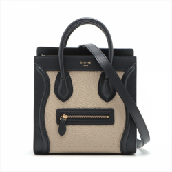 Celine Luggage Nano Leather Tote Bag Black & Beige