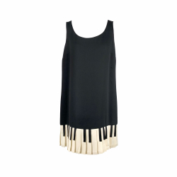 Moschino Cheap & Chic by Moschino 1990s vintage dress in black with piano keyboard hem 