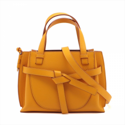 Loewe Gate Mini Top-Handle Grained Calfskin Leather 2-Ways Tote Bag Yellow