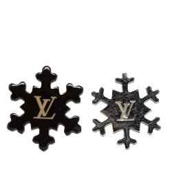 Louis Vuitton B Louis Vuitton Silver with Black Brass Metal Snowflake Brooch Italy