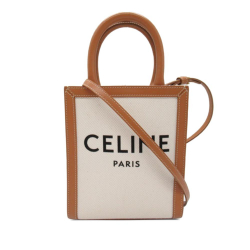 Celine AB Celine White Ivory with Brown Canvas Fabric Mini Vertical Cabas Italy