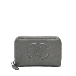 Chanel B Chanel Gray Caviar Leather Leather CC Caviar Zip Coin Pouch Italy
