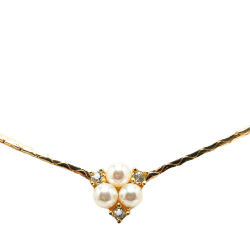 Christian Dior AB Dior Gold Gold Plated Metal Faux Pearl and Crystal Pendant Necklace Italy
