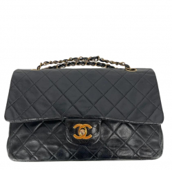 Chanel Black Leather Chanel Medium Flap Bag